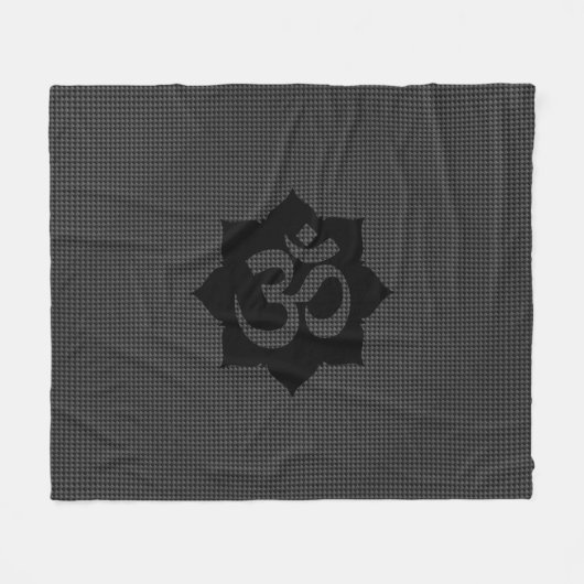 OMロータススピリチュアリティヨガinカーボンファイバースタイル フリースブランケット (正面(横))