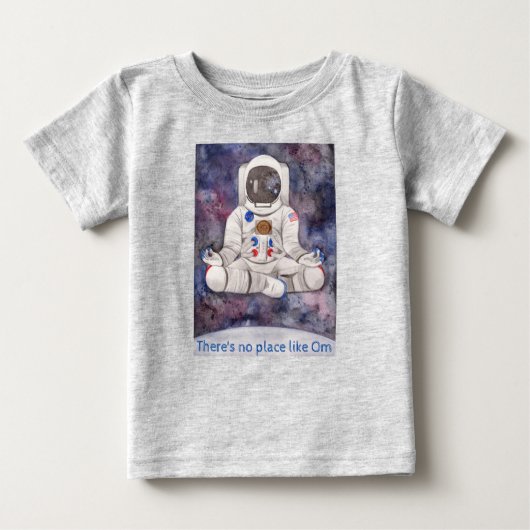 Om宇宙飛行士キッズコットンTシャツのような場所なし ベビーTシャツ (正面)