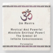 Om瞑想マントラパーソナライズされたシンボル引用文 ストーンコースター (正面)