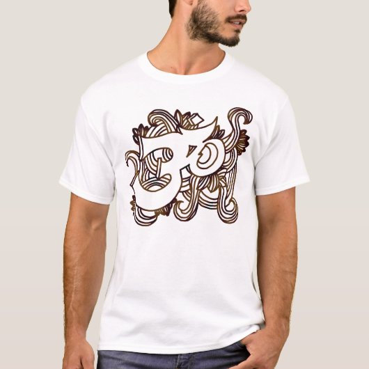 om茶色のHandsketch Tシャツ (正面)