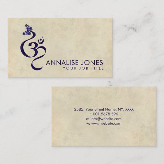OM記号と蝶-水彩 名刺 (正面/裏面)