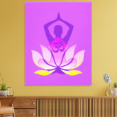 OM鮮やかナマステスピリチュアルロータスフラワーヨガ キャンバスプリント (インサイチュ (リビング))