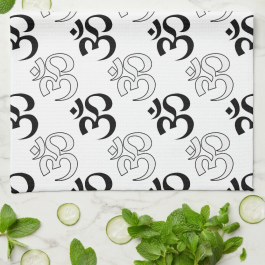 Om、オウム記号 キッチンタオル (折り畳み)