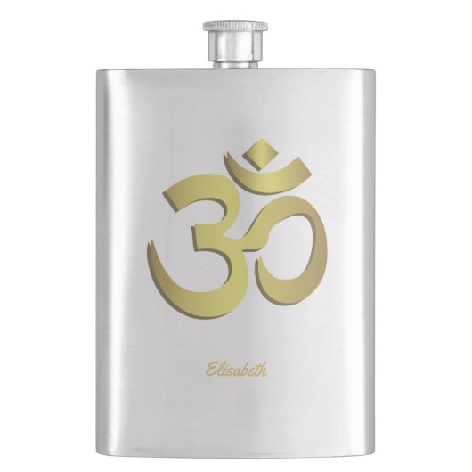 Om (オウム)のナマステのヨガの記号 フラスク (正面)