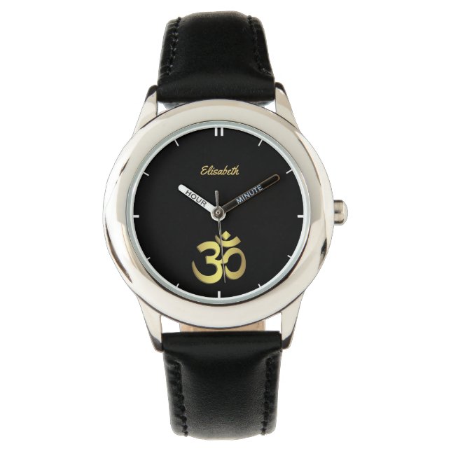 Om (オウム)ナマステヨガシンボル名black 腕時計 (正面)