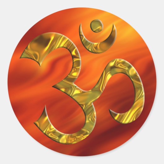 OM /オウム-金ゴールド | fire red ラウンドシール (正面)