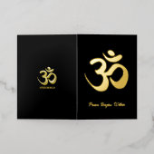 Om | 内なる平和から始まる | 呼吸の瞑想 箔グリーティングカード (外側レイダウン)