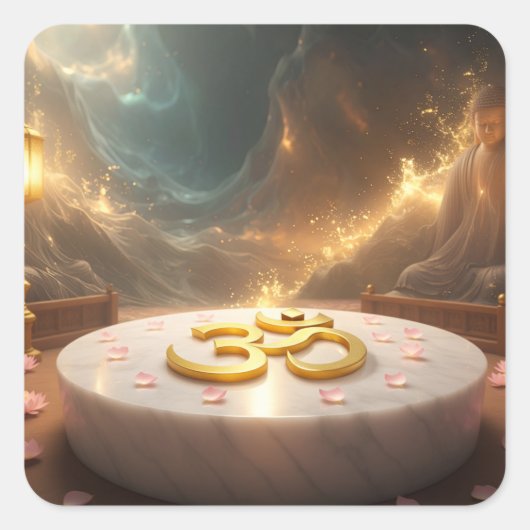 OM - 禅仏教 スクエアシール (正面)