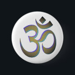 Om 缶バッジ<br><div class="desc">Puranicヒンズー教では、オウムはヒンズー教のTrimurtiの神秘的な名前、3人の神の連合、すなわちBrahmaのためのa、VishnuのためのuおよびShivaのもう一つの名前のMahadevのためのmを表します。 3つの音はまた3つVedas (Rigveda、Samaveda、Yajurveda)を象徴します。</div>