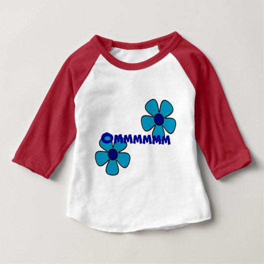 Om and Flowers -ベビーヨガの服 ベビーTシャツ (正面)