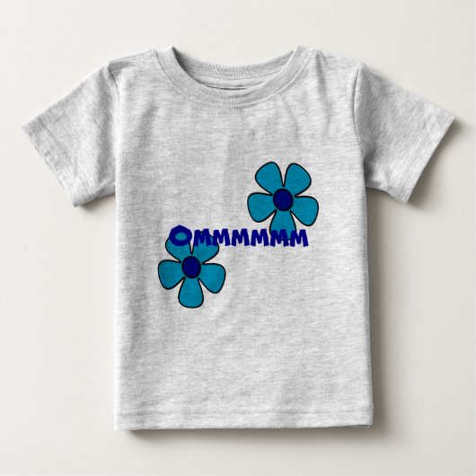 Om and Flowers -ベビーヨガの服 ベビーTシャツ (正面)