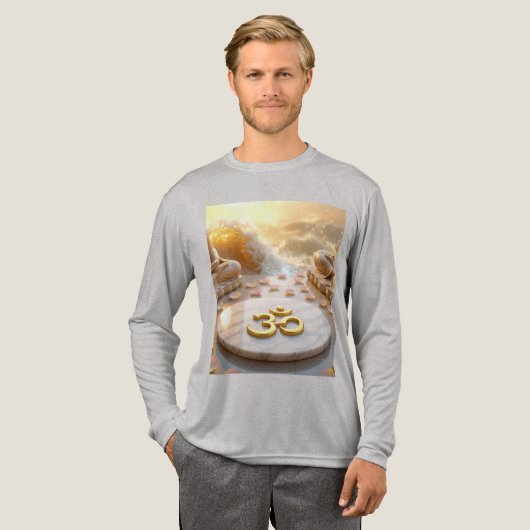 OM - AUM - ZEN BUDDHISM トライブレンドTシャツ (正面全体)