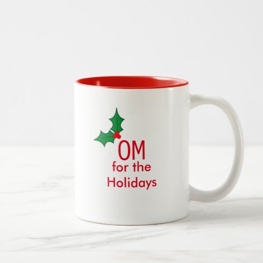 "OM for the Holidays"マグカップ ツートーンマグカップ (右)