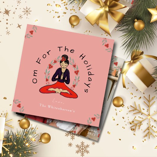 'Om For The Holidays' ヨガとリースのホリデーカード シーズンカード