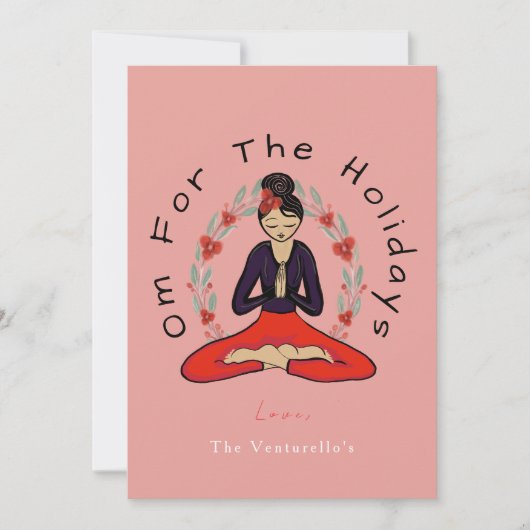 'Om For The Holidays' Family Yoga Holiday Card シーズンカード (正面)