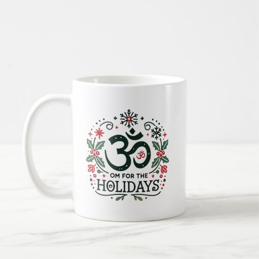 Om for the Holidays - Om Symbol Floral コーヒーマグカップ (左)