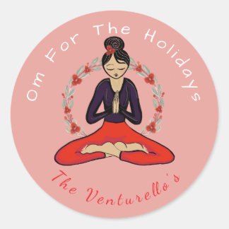 Om For The Holidays Yoga Sticker ラウンドシール