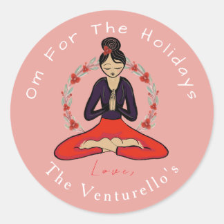 Om For The Holidays Yoga Sticker ラウンドシール