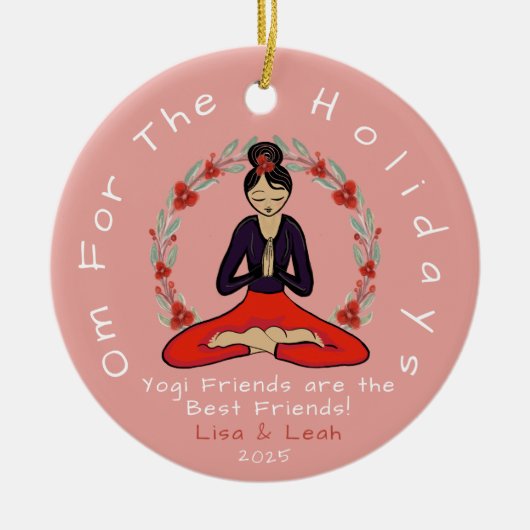 'Om For The Holidays' Yogi Best Friend Ornament セラミックオーナメント (正面)