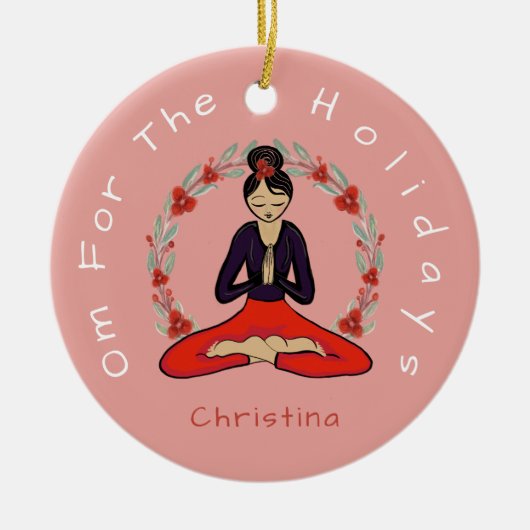 'Om For The Holidays' Yogi Friend Ornament セラミックオーナメント (正面)