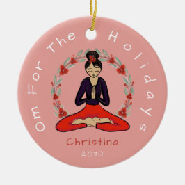 'Om For The Holidays' Yogi Ornament セラミックオーナメント
