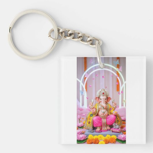 ✨ Om Ganesh – Divine Symbol of Wisdom & Prosperity キーホルダー (正面)
