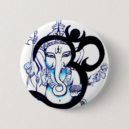 OM - Ganesha 缶バッジ (正面)