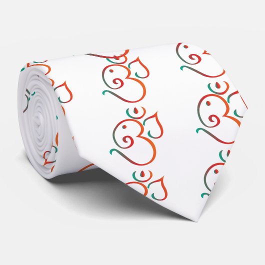 Om ganpati緑オレンジ ネクタイ (ロール)