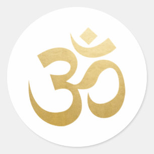 Om HIndu瞑想シンボルヨガフェイク金箔 ラウンドシール
