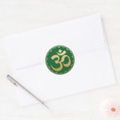 Om HIndu瞑想シンボルYoga Faux Gold Green ラウンドシール (封筒)