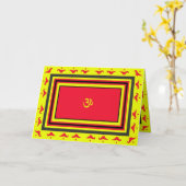 Om & Lamp Diwaliグリーティングカード カード (黄色い花)
