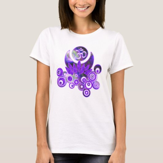 OM LOTUSデザインバイオレット+アイディア Tシャツ (正面)