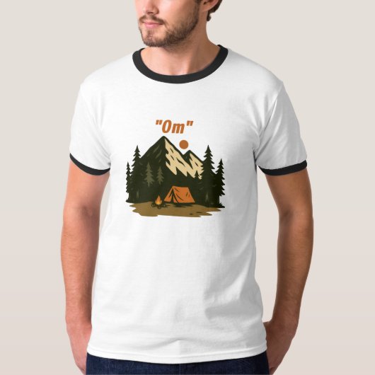 “Om” Mountain Meditation Camping Design Tシャツ (正面)