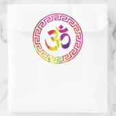 Om、Omヒンズー語、Omシンボル、Omロゴ、オウム ラウンドシール (バッグ)