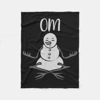 Om Snowman In Lotus Yoga Pose Christmas Gift  フリースブランケット