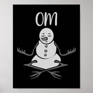Om Snowman In Lotus Yoga Pose Christmas Gift  ポスター