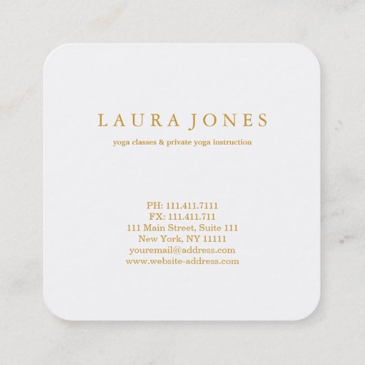 OM Symbol Yoga Meditation Instructor スクエア名刺 (裏面)