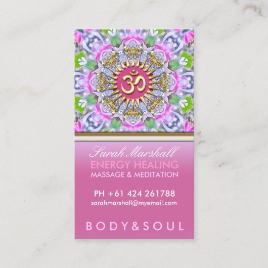 OM Yoga Energy Healing Pink Sparkle名刺 名刺 (正面)