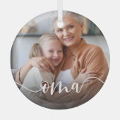 Omaおばあちゃんのスクリプトオーバーレイ ガラスオーナメント (正面)