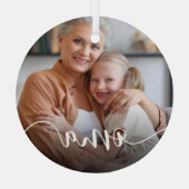 Omaおばあちゃんのスクリプトオーバーレイ ガラスオーナメント (裏面)