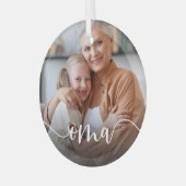 Omaおばあちゃんのスクリプトオーバーレイ ガラスオーナメント (正面左)