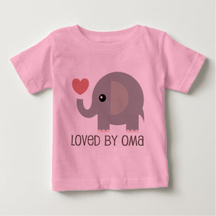 Omaのハート象によって愛される ベビーTシャツ