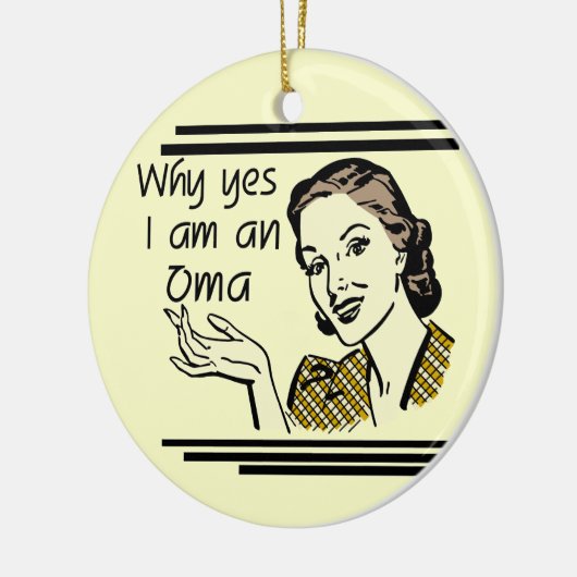 OmaのレトロのTシャツおよびギフト セラミックオーナメント (左)