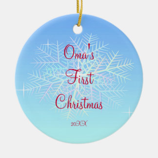 Omaの初めてのクリスマスの雪片のオーナメント セラミックオーナメント