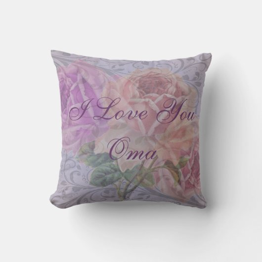 Omaの枕"私は愛しますOma " クッション (正面)