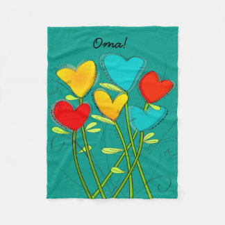 Omaの祖母のフリースブランケットのティール（緑がかった色）の青 フリースブランケット