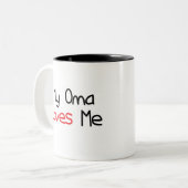 Omaは私を愛します ツートーンマグカップ (正面左)