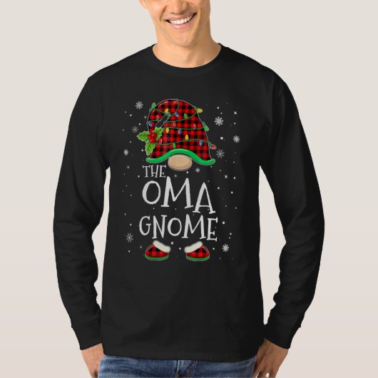 Oma Gnome Red Plaid Matching Family Christmas Paja Tシャツ (正面)