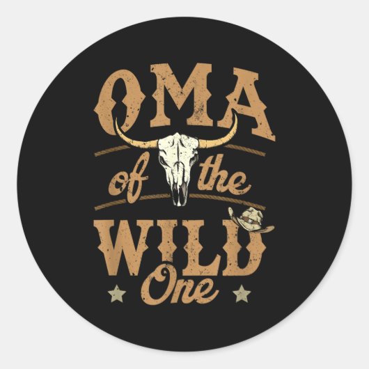 Oma Of The Wild One Cowboy Western Rodeo Party Mat ラウンドシール (正面)