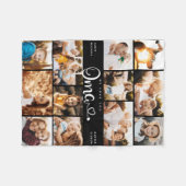 Oma We Love youハートモダンPhoto Collageフリース フリースブランケット (正面(横))